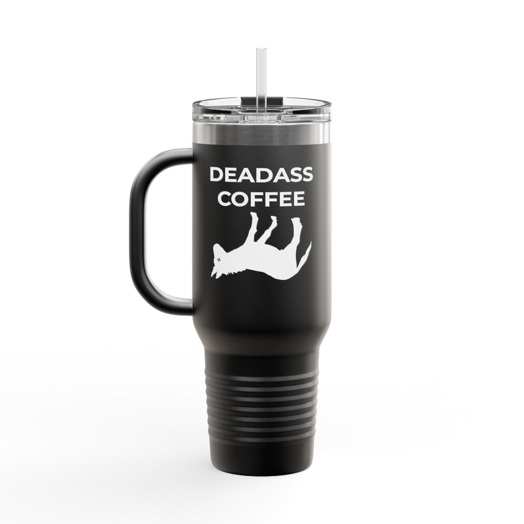 Black 40oz Deadass Insulated Travel Mug left handle